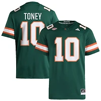 Malachi Toney Men's adidas  Green Miami Hurricanes NIL Pick-A-Player Alternate Premier Football Jersey