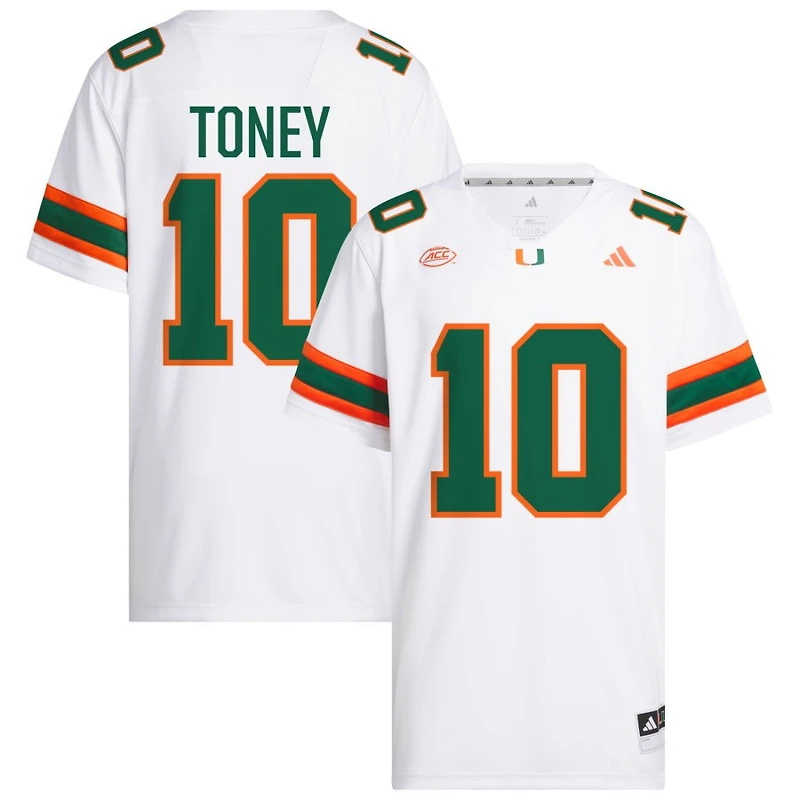 Malachi Toney Men's adidas White Miami Hurricanes NIL Pick-A-Player White Premier Football Jersey