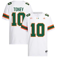 Malachi Toney Men's adidas  White Miami Hurricanes NIL Pick-A-Player White Premier Football Jersey