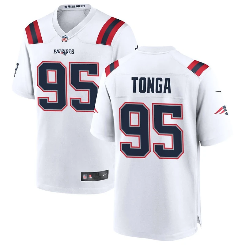 Khyiris Tonga Men's Nike White New England Patriots Custom Game Jersey