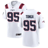 Khyiris Tonga Men's Nike White New England Patriots Custom Game Jersey