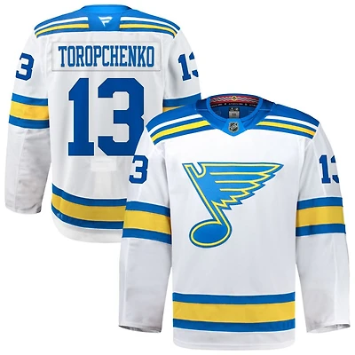 Alexey Toropchenko Men's Fanatics White St. Louis Blues Away Authentic Pro Custom Jersey