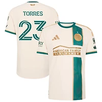 Adyn Torres Men's adidas Tan Atlanta United FC 2026 Spirit Of '96 On-Field Authentic Patch Custom Jersey