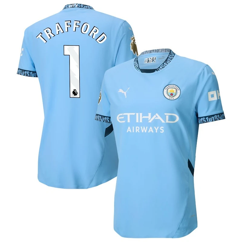 James Trafford Men's Puma Light Blue Manchester City 2024/25 Home Authentic Custom Jersey