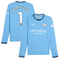 James Trafford Men's Puma Light Blue Manchester City 2024/25 Home Replica Long Sleeve Custom Jersey