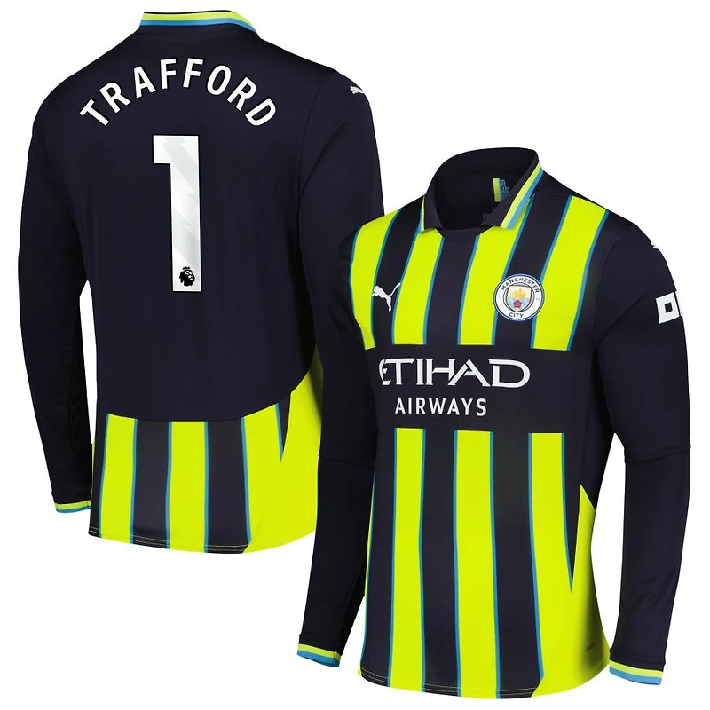 James Trafford Men's Puma Navy Manchester City 2024/25 Away Replica Long Sleeve Custom Jersey