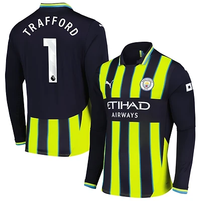 James Trafford Men's Puma Navy Manchester City 2024/25 Away Replica Long Sleeve Custom Jersey