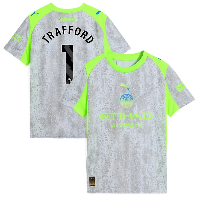 James Trafford Youth Puma Green/Neon Green Manchester City 2025/26 Third Replica Custom Jersey