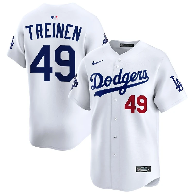 Blake Treinen Men's Nike  White Los Angeles Dodgers 2025 World Series Champions Home Custom Limited Jersey