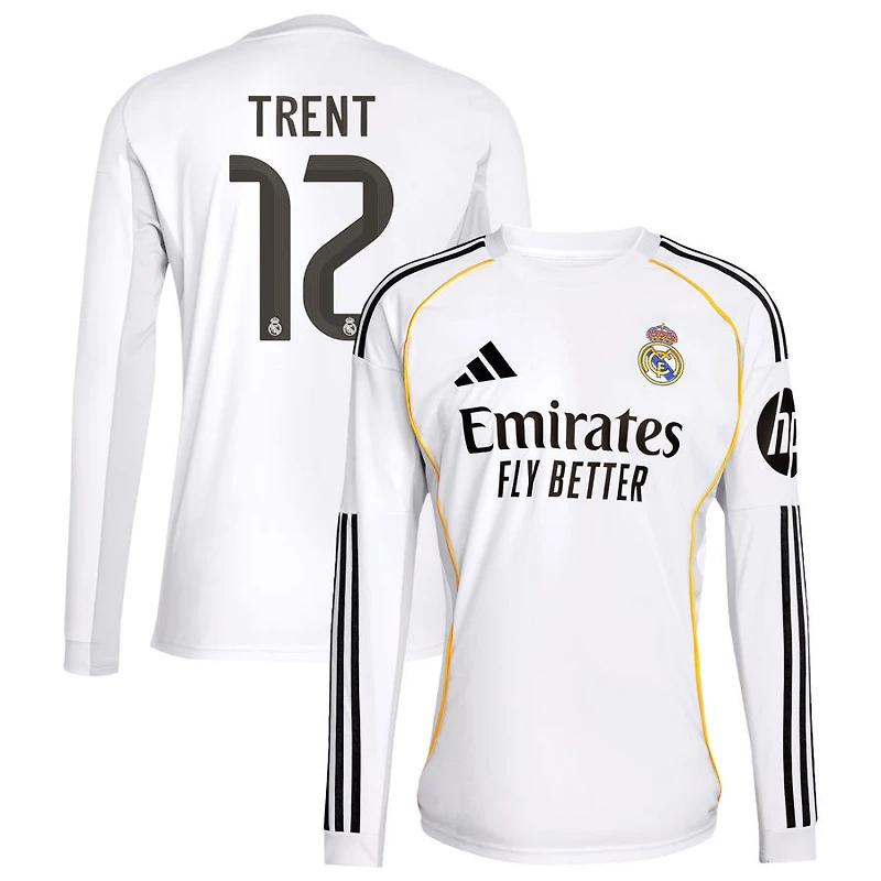 Trent Alexander-Arnold Trent Men's adidas White Real Madrid 2025/26 Home Replica Long Sleeve Custom Jersey
