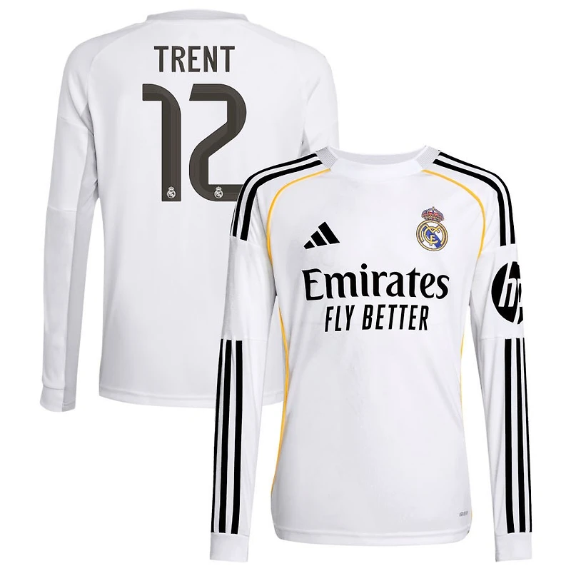 Trent Alexander-Arnold Trent Youth adidas White Real Madrid 2025/26 Home Replica Long Sleeve Custom Jersey