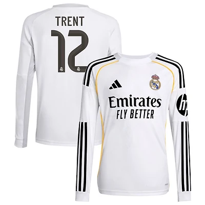 Trent Alexander-Arnold Trent Youth adidas White Real Madrid 2025/26 Home Replica Long Sleeve Custom Jersey