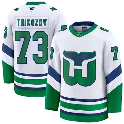 Gleb Trikozov Men's Fanatics White Carolina Hurricanes Throwback Premium Custom Jersey
