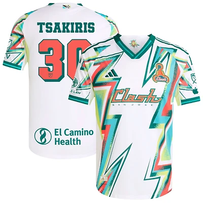 Niko Tsakiris Men's adidas White San Jose Earthquakes 2025 Third Authentic Custom Jersey