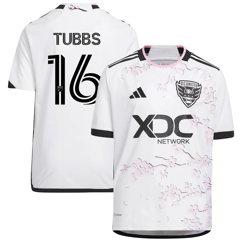 Garrison Tubbs Youth adidas White D.C. United 2023 The Cherry Blossom Kit Replica Custom Jersey