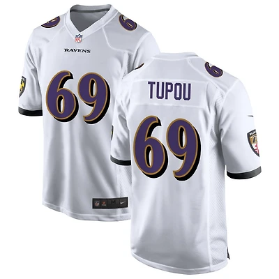 Josh Tupou Men's Nike White Baltimore Ravens Custom Game Jersey
