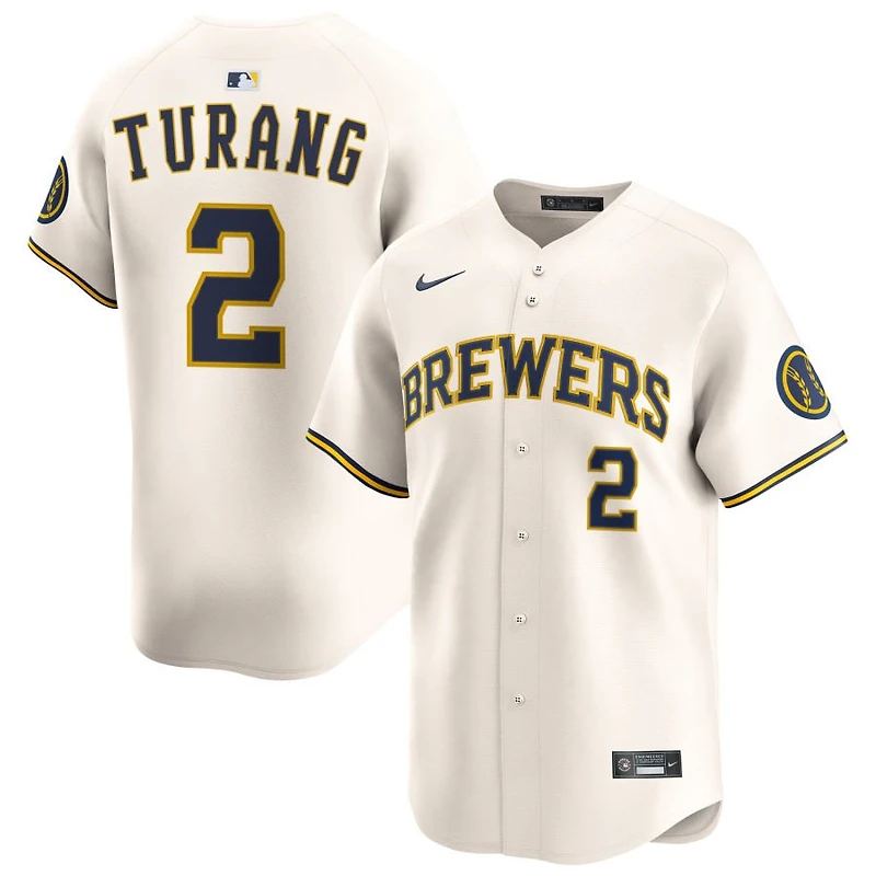 Brice Turang Men's Nike Cream Milwaukee Brewers Home Limited Custom Jersey