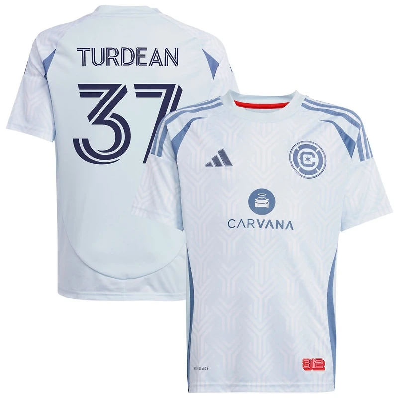Robert Turdean Youth adidas  Light Blue Chicago Fire 2025 The Municipal Kit Replica Custom Jersey