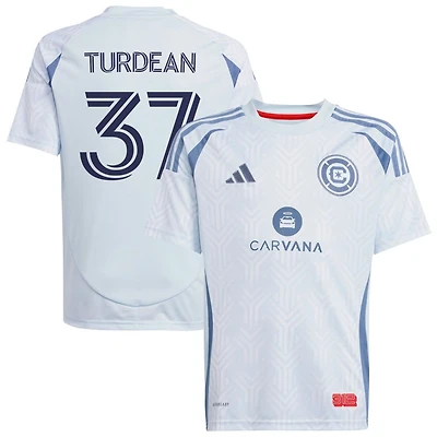 Robert Turdean Youth adidas Light Blue Chicago Fire 2025 The Municipal Kit Replica Custom Jersey