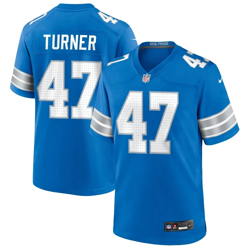 Ezekiel Turner Men's Nike Blue Detroit Lions Custom Game Jersey