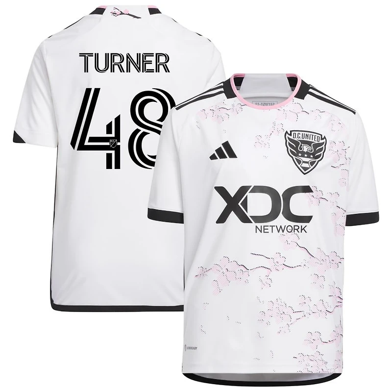 Gavin Turner Youth adidas White D.C. United 2023 The Cherry Blossom Kit Replica Custom Jersey