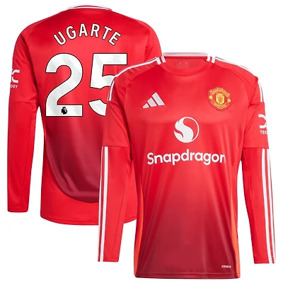 Manuel Ugarte Men's adidas Red Manchester United 2024/25 Home Long Sleeve Replica Custom Jersey