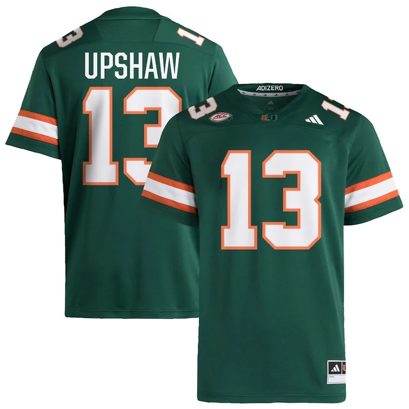 Daylyn Upshaw Men's adidas Green Miami Hurricanes NIL Pick-A-Player Alternate Premier Football Jersey