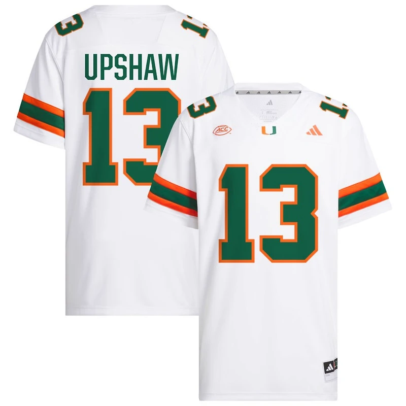 Daylyn Upshaw Men's adidas White Miami Hurricanes NIL Pick-A-Player White Premier Football Jersey