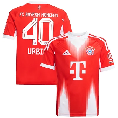 Jonas Urbig Youth adidas Red Bayern Munich 2025/26 Home Replica Custom Jersey