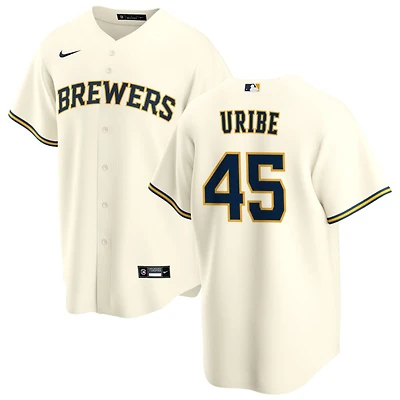 Abner Uribe Men's Nike Cream Milwaukee Brewers Home Replica Custom Jersey