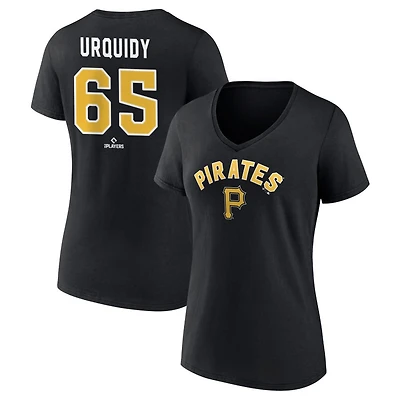 Women's Black Pittsburgh Pirates Personalized Winning Streak Name & Number V-Neck T-Shirt