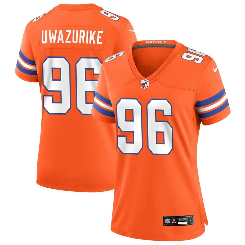 Eyioma Uwazurike Women's Nike Orange Denver Broncos Mile High Collection 1977 Throwback Custom Game Jersey