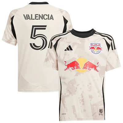 Omar Valencia Youth adidas  Tan New York Red Bulls 2025 Stone Kit Replica Custom Jersey