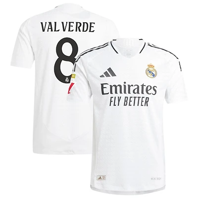 Federico Valverde Men's adidas  White Real Madrid 2024/25 Home Authentic Custom Jersey