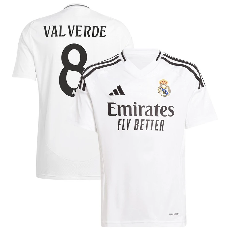 Federico Valverde Youth adidas White Real Madrid 2024/25 Home Replica Custom Jersey