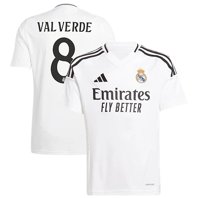 Federico Valverde Youth adidas White Real Madrid 2024/25 Home Replica Custom Jersey
