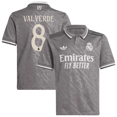 Federico Valverde Youth adidas Originals  Charcoal Real Madrid 2024/25 Third Replica Custom Jersey