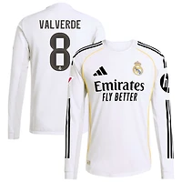 Federico Valverde Men's adidas White Real Madrid 2025/26 Home Authentic Long Sleeve Custom Jersey