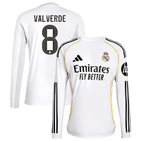 Federico Valverde Men's adidas White Real Madrid 2025/26 Home Replica Long Sleeve Custom Jersey