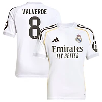 Federico Valverde Youth adidas White Real Madrid 2025/26 Home Replica Custom Jersey