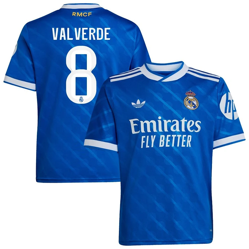 Federico Valverde Youth adidas  Blue Real Madrid 2025/26 Third Replica Custom Jersey
