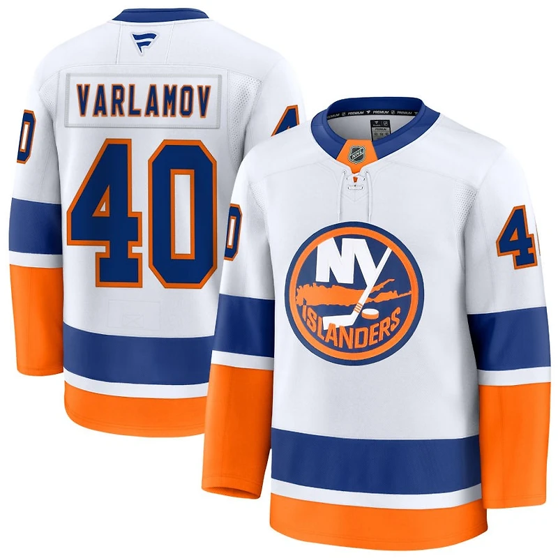 Semyon Varlamov Men's Fanatics White New York Islanders Away Premium Custom Jersey