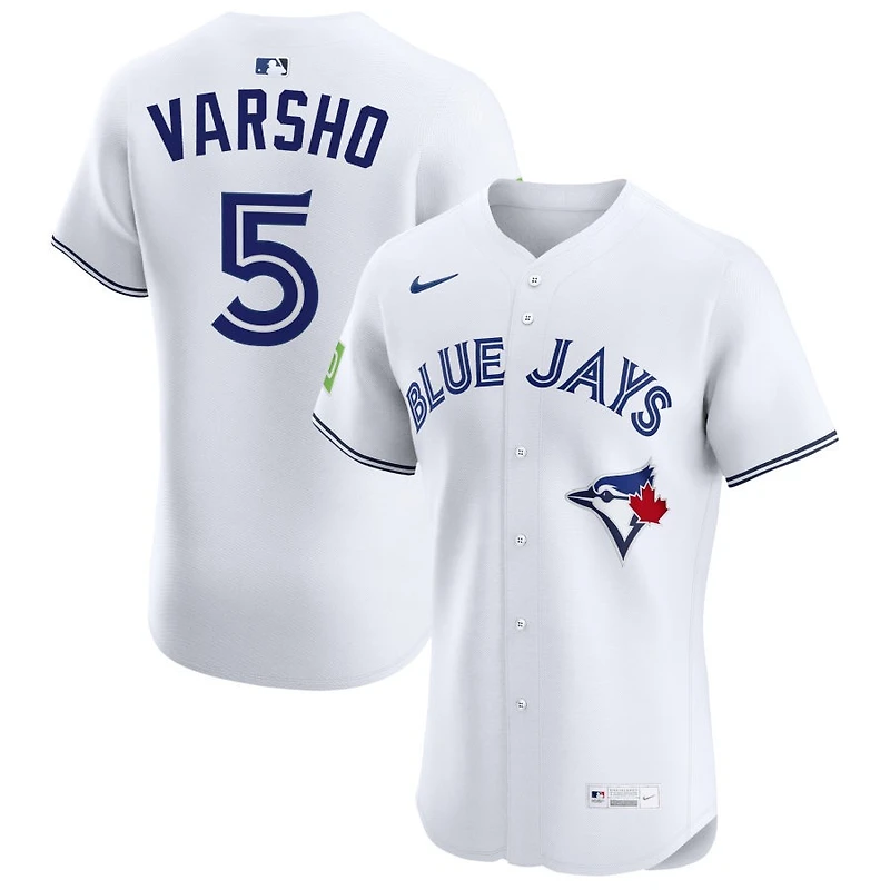 Daulton Varsho Men's Nike White Toronto Blue Jays Home Elite Sponsor Patch Custom Jersey