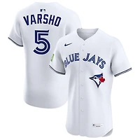 Daulton Varsho Men's Nike White Toronto Blue Jays Home Elite Sponsor Patch Custom Jersey