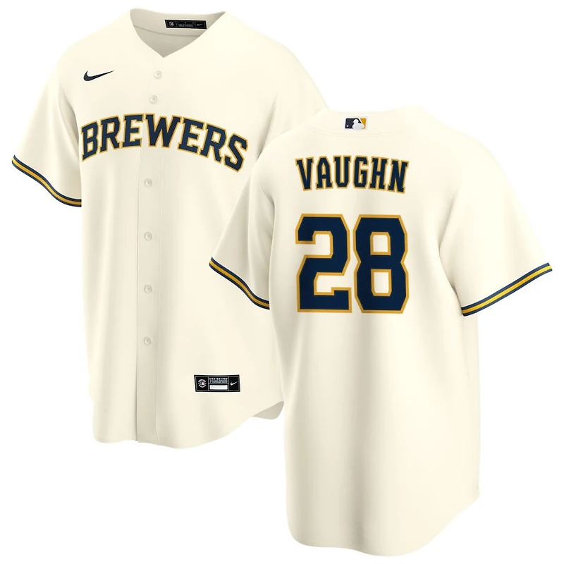 Andrew Vaughn Men's Nike Cream Milwaukee Brewers Home Replica Custom Jersey