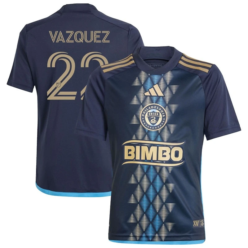 David Vazquez Youth adidas  Navy Philadelphia Union 2024 The XV Kit Replica Custom Jersey