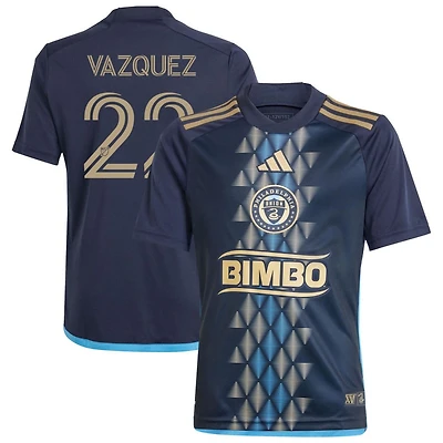 David Vazquez Youth adidas  Navy Philadelphia Union 2024 The XV Kit Replica Custom Jersey