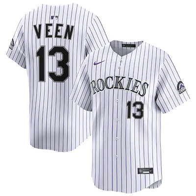 Zac Veen Men's Nike White Colorado Rockies Home Limited Custom Jersey