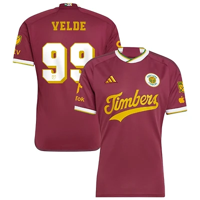 Kristoffer Velde Men's adidas  Red Portland Timbers 2024 Archive Custom Authentic Jersey