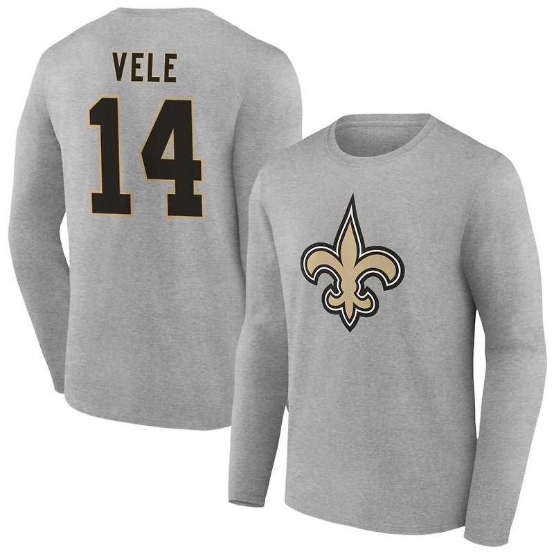 Men's Gray New Orleans Saints Team Authentic Personalized Name & Number Long Sleeve T-Shirt